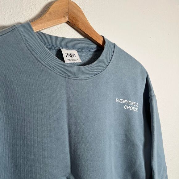 Zara Men's Blue and Grey Sweatshirt - Picture 2 of 4